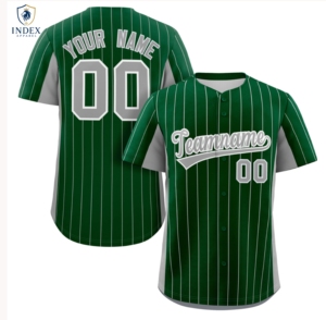 Camiseta de Béisbol Personalizada Index Apparel, Verde con Rayas Blancas, Sublimada, Unisex, Adulto, Manga Corta, Transpirable, con Nombre y Número del Equipo - Product Image 1