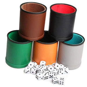 Handmade Durable Eco-Friendly Leather Classic Sport <b>Dice</b> Shaker with Personalized Game Cup for Party & Bar Use - Product Image 1