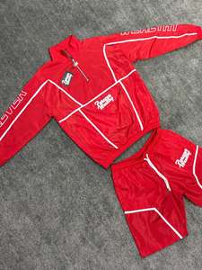 Custom Nylon Tracksuit <b>Wind</b> <b>Breaker</b> Zip up Hoodie and Shorts Set Plain High Quality Windbreaker Short Set - Product Image 3