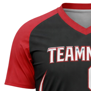 Camiseta de Baloncesto Sublimada Personalizada para Hombre, Negra y Roja, Cuello en V, Uniforme de Equipo, Transpirable, de Secado Rápido, Ropa Deportiva OEM - Product Image 4