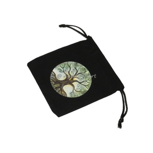 Logotipo personalizado lienzo Árbol de la vida bolsa de algodón negro Natural para embalaje de regalo de joyería de piedra - Product Image 5
