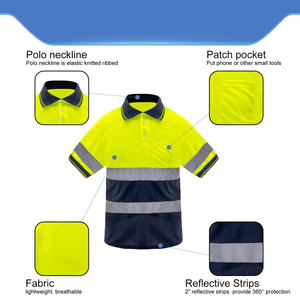 เสื้อโปโลสะท้อนแสงเพื่อความปลอดภัย ผลิตจากโรงงาน ผ้าระบายอากาศได้ดี พร้อมแถบสะท้อนแสงความเข้มสูง สำหรับคนทำงานกลางแจ้ง - Product Image 4