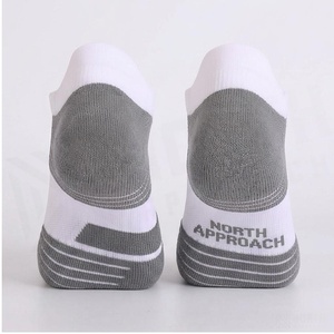 North Approach Ankle <b>Socks</b> White Gray Breathable <b>Running</b> <b>Socks</b> for Adults - Product Image 2