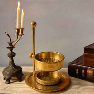 Juego de quemador de incienso árabe de lujo, Mabkhara de metal, quemador de incienso Oud con bandeja y pinzas, decoración islámica para el hogar con fragancia. - Product Image 6