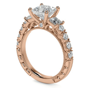 Anillo de compromiso de oro blanco de 9k-18k con diamante cultivado en laboratorio, corte princesa, con detalles en espiral, para mujer, para usar en fiestas. - Product Image 2