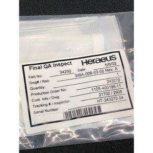 Injecteur Heraeus 34292 # 1 Poly 100mm, Tokyo - Équipements et pièces semi-conductrices de renommée mondiale et de confiance - Product Image 3