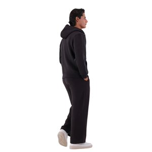 Sweat à capuche zippé noir personnalisé avec logo pour femme, en molleton épais, ensemble de survêtement streetwear, vente en gros - Product Image 2