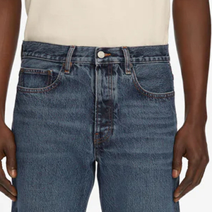 Pantalon bleu décontracté pour homme, style streetwear, couleur unie, avec logo personnalisé, pour un usage quotidien, coupe confortable, en coton respirant. - Product Image 3