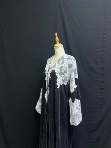Promotion Abaya Modeste Turque de Dubaï, Longue, Anti-plis, à Col en V, à Manches Longues, Ornée de Perles, de Paillettes et de Motifs Floraux, pour Soirée Musulmane - Product Image 6