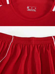 Men's Red Soccer Jersey Set Short Sleeve Crew Neck Moisture Wicking Adult Regular Fit All Seasons - Product Image 5