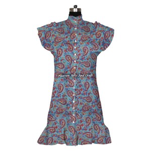 Colorful <b>Dress</b> For Women Casual Summer Midi Neck Free Size Indian Style Casual Wear Beautiful Hand Block Printed Cotton Tunic - Product Image 2