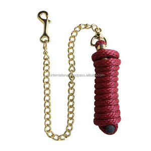 Cuerda de plomo de caballo de nailon trenzado redondo fuerte con cadena chapada en latón resistente - Product Image 3