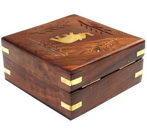 Handmade Wooden Jewellery Box for Women Square <b>Elephant</b> Design Jewelry Organizer Storage Box - Product Image 5