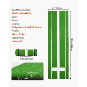 Tappetino da lancio per softball 10x3 piedi con erba sintetica anti-sbiadimento e base in schiuma antiscivolo - Ausilio portatile per l'allenamento del lancio nel baseball - Product Image 3