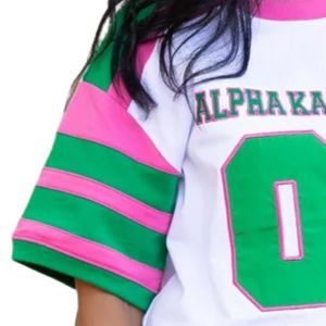 AKA Hockey Tee T-shirt en jersey de style grec pour femme, numéro 08, rose, vert, vêtements de sport décontractés de qualité supérieure - Product Image 4