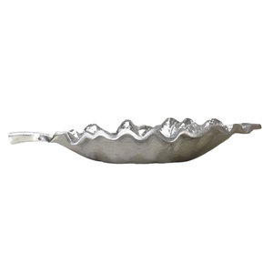 <b>Silver</b> Leaf Cast Metal Decorative Bowl Ripple Edge Foliage Centrepiece Tray for <b>Coffee</b> <b>Table</b> Display - Product Image 2