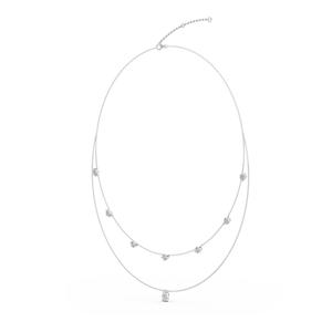Collier élégant à double rangée de diamants de laboratoire de forme poire et ronde de 2,36 CTW en or rose 9 carats - Product Image 4
