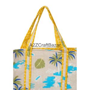 Bolsa de Mano Acolchada de Algodón Ecológico Premium, Duradera, con Rayas, Correa Larga para el Hombro, Suave, 100% Algodón, Personalizable para Fiestas y Exposiciones - Product Image 2