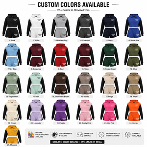 Women's Cropped Hoodie Shorts Set Cotton <b>Blend</b> Tracksuit Wholesale Private Label Lounge Wear - Product Image 6