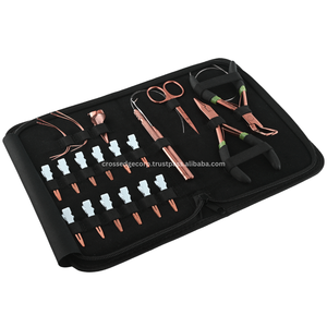 ชุดเครื่องมือต่อผม Rose Gold ระดับมืออาชีพประกอบด้วยที่คีบ Microbeads พร้อมคลิปจัดแต่งทรงผมและแยกส่วนผมสีดํา - Product Image 1