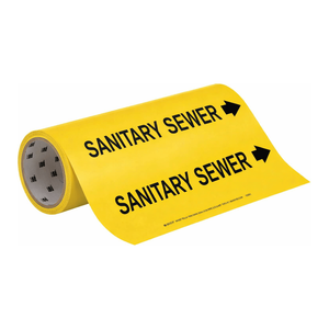 เครื่องหมายระบุท่อระบายน้ำ Brady Sanitary Sewer Roll Form สำหรับการระบุตำแหน่งท่อภายในและภายนอกอาคาร - Product Image 1