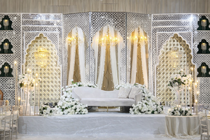 Opulento y Moderno Jharokha Rajastaní, Paneles de Madera Ligera para Marco de Espejo, Marco de Espejo Personalizado para Bodas Asiáticas - Product Image 6