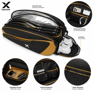 Sac de tennis personnalisé OEM pour 6 raquettes, imperméable, en polyester 600D, pour badminton et pickleball, avec compartiment pour chaussures - Product Image 3