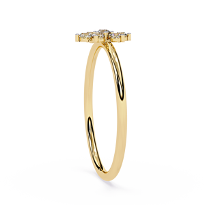 แหวนทองคำแท้ 14k ทรงกลม ประดับเพชร ดีไซน์ดอกไม้แบบมินิมอล สำหรับผู้หญิง เหมาะสำหรับเป็นของขวัญ งานหมั้น วันครบรอบแต่งงาน - Product Image 4