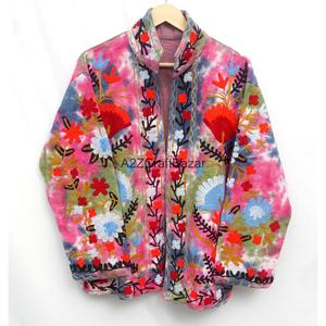 Chaqueta Ecológica TNT con Cuello en V para Mujer, Bordada a Mano, con Estampado Floral, Largo Regular, Manga Larga, Punto Abierto - Product Image 4