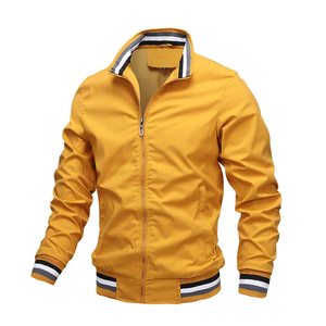 Blouson Bomber en Satin Beige pour Homme, Couleur Unie, Fermeture Éclair, Col Montant, Vêtement Décontracté d'Automne – Vente en Gros Fabricant - Product Image 2