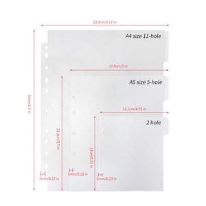 A4 B5 2-hole Book Dividers White Frosted Card Separator Plastic Book Dividers for Comic Book and Menu Storage