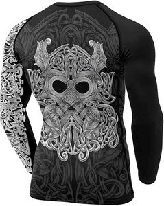 Custom Printed Long Sleeve Rash Guard <b>Compression</b> <b>Shirt</b> <b>for</b> <b>Men</b> with Norse Mythology Design Full Sleeve Quick Dry Fitness Top - Product Image 6