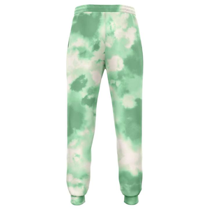 Pantalon de jogging pour femme, vert, imprimé tie-dye, respirant, à taille élastique, confortable, décontracté, style loungewear pour maman, longueur intégrale, en maille - Product Image 5