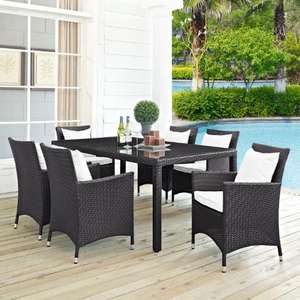 Modern 10 Seater <b>Rattan</b> Dining Table <b>Chairs</b> Set with Tempered Glass Top Waterproof & Foldable <b>for</b> Hotel Courtyard <b>Garden</b> Use - Product Image 3