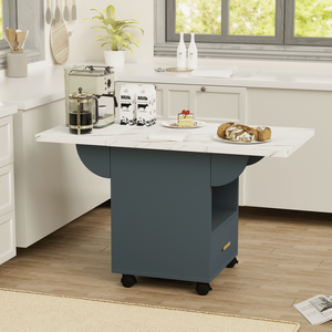 39.4\" Wood <b>Folding</b> <b>Dining</b> <b>Table</b> with 4 Wheels Portable End <b>Table</b> for Home Storage Kitchen Islands & Carts - Product Image 1