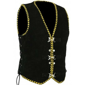 Nouvel Arrivage Gilet de Moto en Cuir, Meilleure Vente, Faible MOQ, Fermeture Métallique Noire, Gilet en Cuir Épais pour Club, Service OEM ODM - Product Image 6