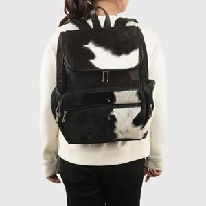 Handmade Genuine <b>Leather</b> Hair on Cowhide Zipper Letter Pattern Multi-function Travel <b>Laptop</b> School <b>Backpack</b> HNBP-0068 - Product Image 4