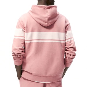<b>Men's</b> Pink Hooded Sweatshirt Color Blocking Regular Fit Cotton French Terry Casual Autumn Wear For <b>Men</b> - Product Image 2