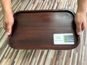 Bandeja otomana de nogal, Rectangar de madera maciza, bandeja para servir refrescos de café, diseño de ágata ecológico, artesanía Natural pulida - Product Image 2