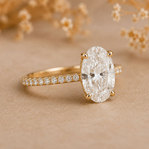 IGI Certified Oval Cut Lab Grown <b>Diamond</b> Engagement <b>Ring</b> Hidden Halo and Pave Setting Wedding <b>Ring</b> for Women Anniversary Gifts - Product Image 5