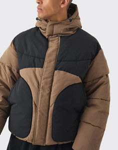 High quality 100% polyester Puffer jacket for mens 2 tone Streetwear Stylish Custom printed padded puffer winter jacket for mens - Product Image 3