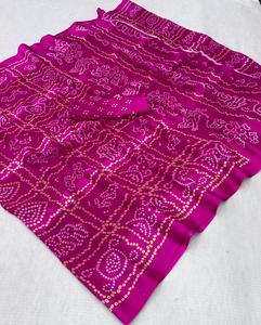 Sari Tradicional de Satén Georgette con Estampado Digital para Mujer, Ropa Étnica de Secado Rápido, Saree Shari de Seis Metros con Blusa - Product Image 3