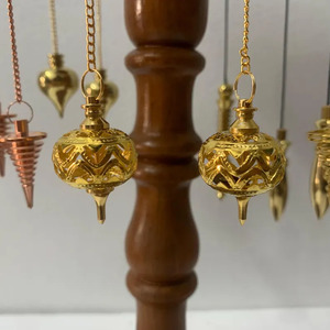 Chaîne de pendule de divination artisanale en laiton écologique, ornementée, dorée, outil de radiesthésie, Reiki, équilibrage des chakras, guérison énergétique, spirale - Product Image 2