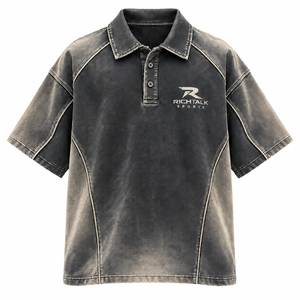 Camiseta de Manga Corta para Hombre, Corte Holgado, Secado Rápido, Tejido de Punto, Logotipo Frontal, 100% Algodón, Azul, Ropa Casual - Product Image 2