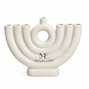 Ménorah de luxe en résine avec motif imitation marbre, chandelier à 9 branches, décoration Hanouka, bougeoir Judaica moderne - Product Image 5