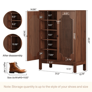 Mobile Portascarpe Moderno in Legno Massello con Ripiani Regolabili per Arredamento Casa - Product Image 3