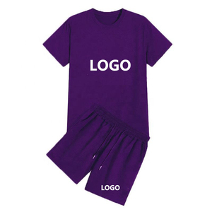 Breathable High Quality Polyester Cotton Knitted Summer 2 Piece <b>Short</b> Sleeve T Shirts <b>Shorts</b> Stylish Casual Made T-Shirt Set - Product Image 3