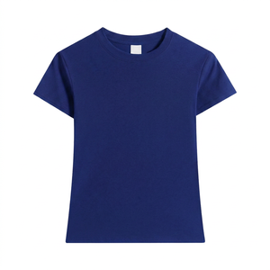 T-shirt à col rond pour femme, couleur unie, manches courtes, coupe classique, 100% coton jersey, respirant, toutes saisons, style décontracté, lettres - Product Image 4