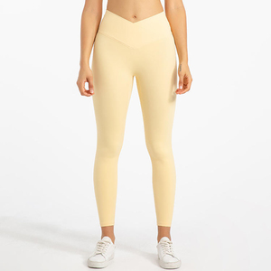 Women's High Waist Fitness Yoga Pants Custom Workout <b>Tights</b> with Elastic Waist Closure Solid <b>Pattern</b> Leggings - Product Image 4