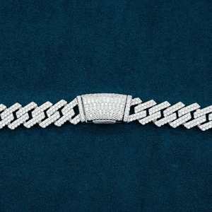 Collar de Lujo con Eslabones de Moissanita, Chapado en Rodio y Oro Blanco sobre Plata de Ley 925, Cadena de Regalo para Fiestas Hip Hop - Product Image 2